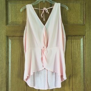 Maurices Light Pink Dual-Fabric Tank XL